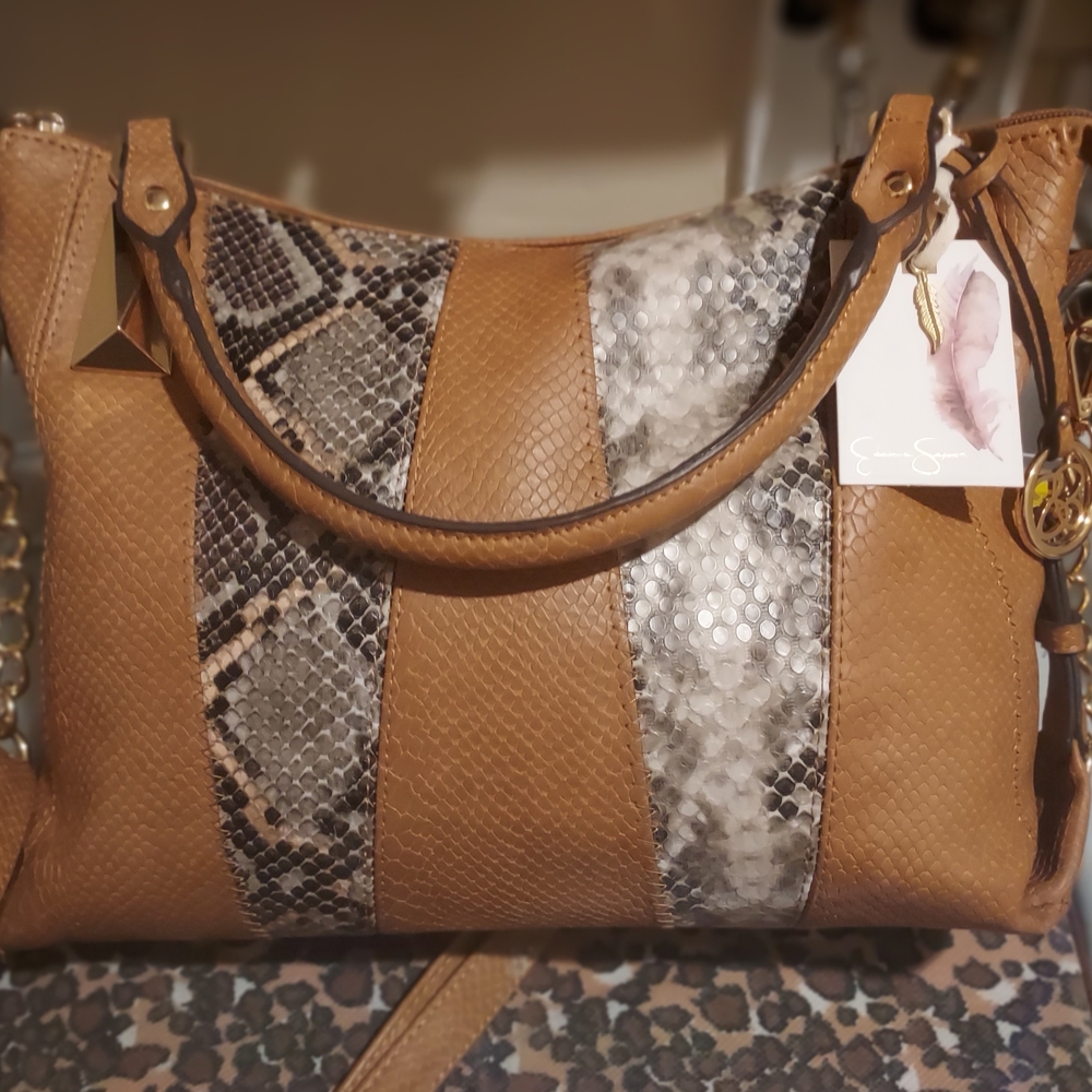 Jessica Simpson Tan and Snake Print Shoulder Bag